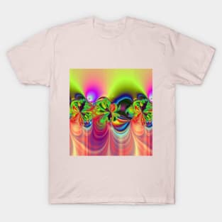 Multicolor Flowers and Scallop Shape Fractal Design T-Shirt